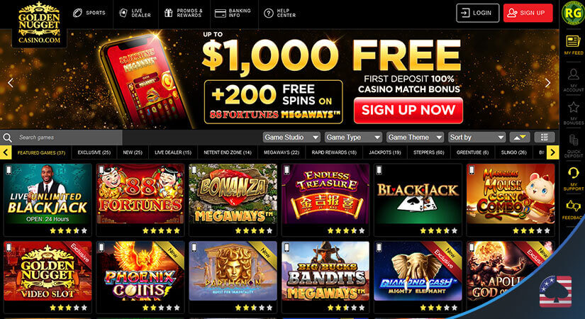 Image of Golden Nugget Online Casino Welcome Bonus and Featured Games