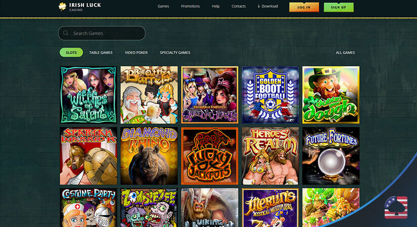 Image of Slot Games Available on Irish Luck Casino