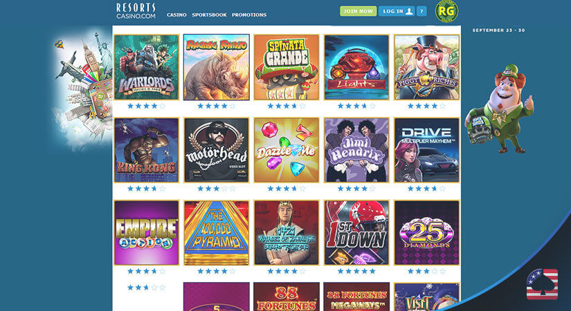 Image of Slot Games Available to Play on Resorts Casino