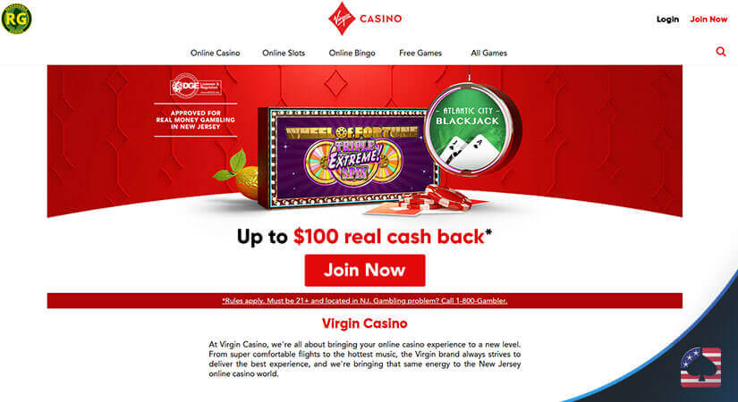 Image of Virgin Casino's Welcome Bonus and Homepage
